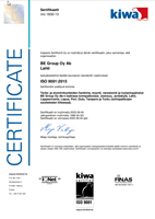 Laatusertifikaatti ISO 9001:2015